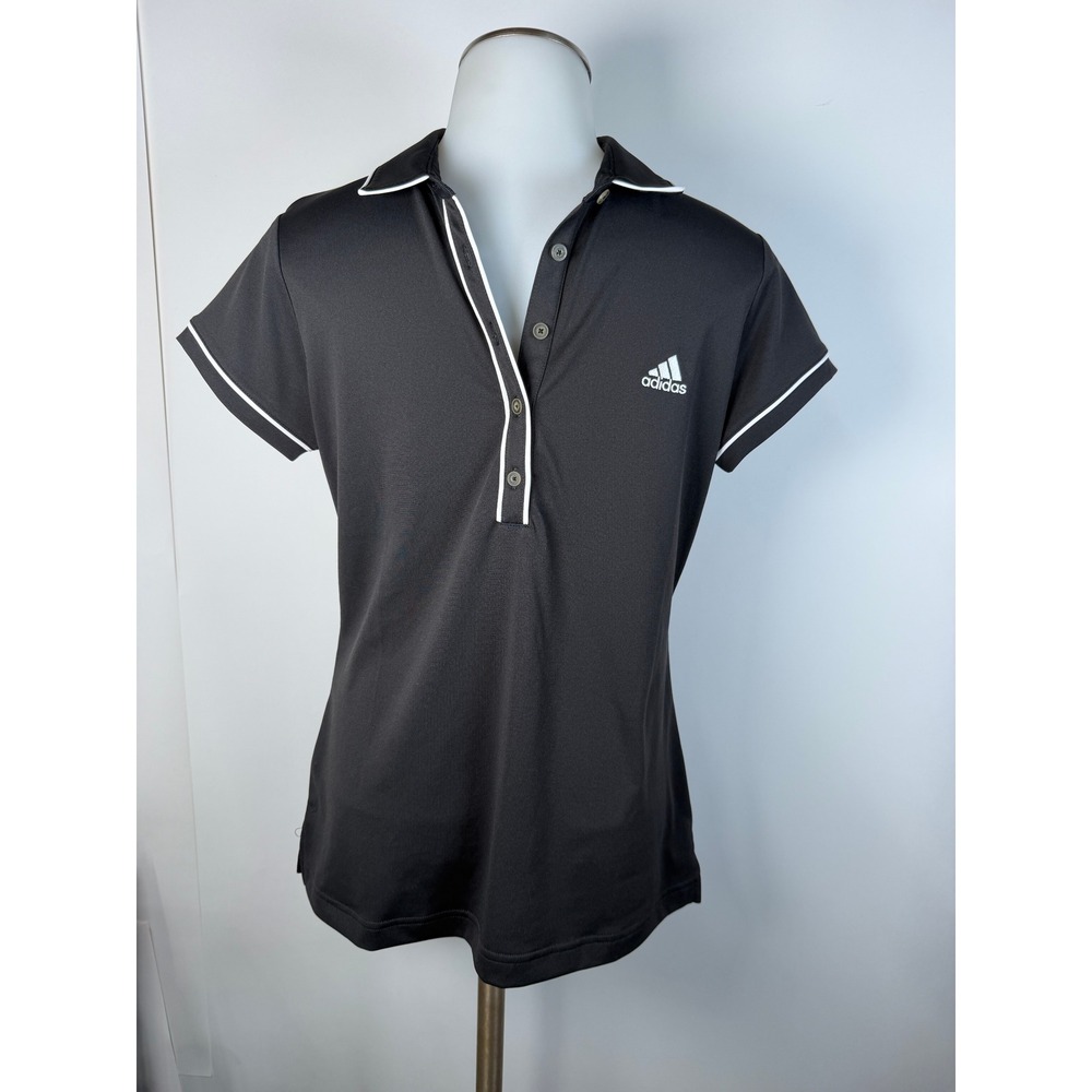 Adidas Golf Womens Black White Trim Short Sleeve Polo Shirt Size S